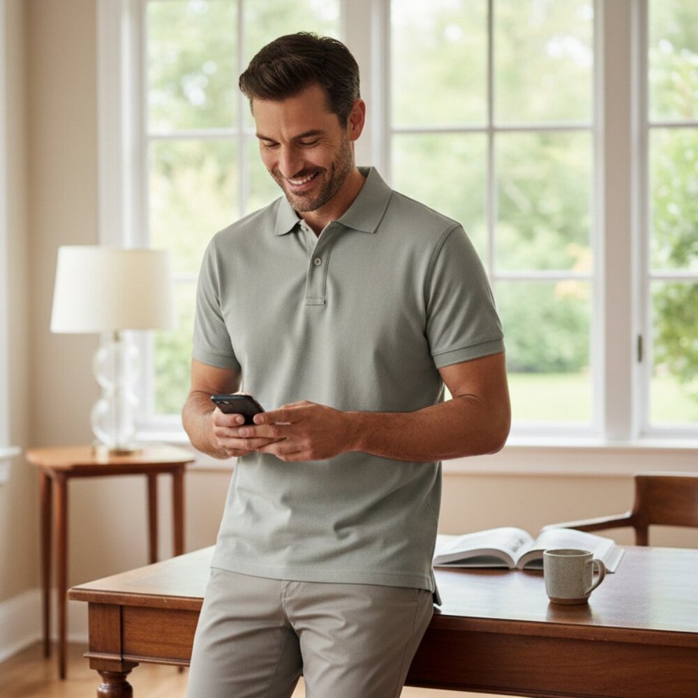 J. Crew Light Olive Green Flex Pique Untcked Short Sleeve Polo Shirt Size Large